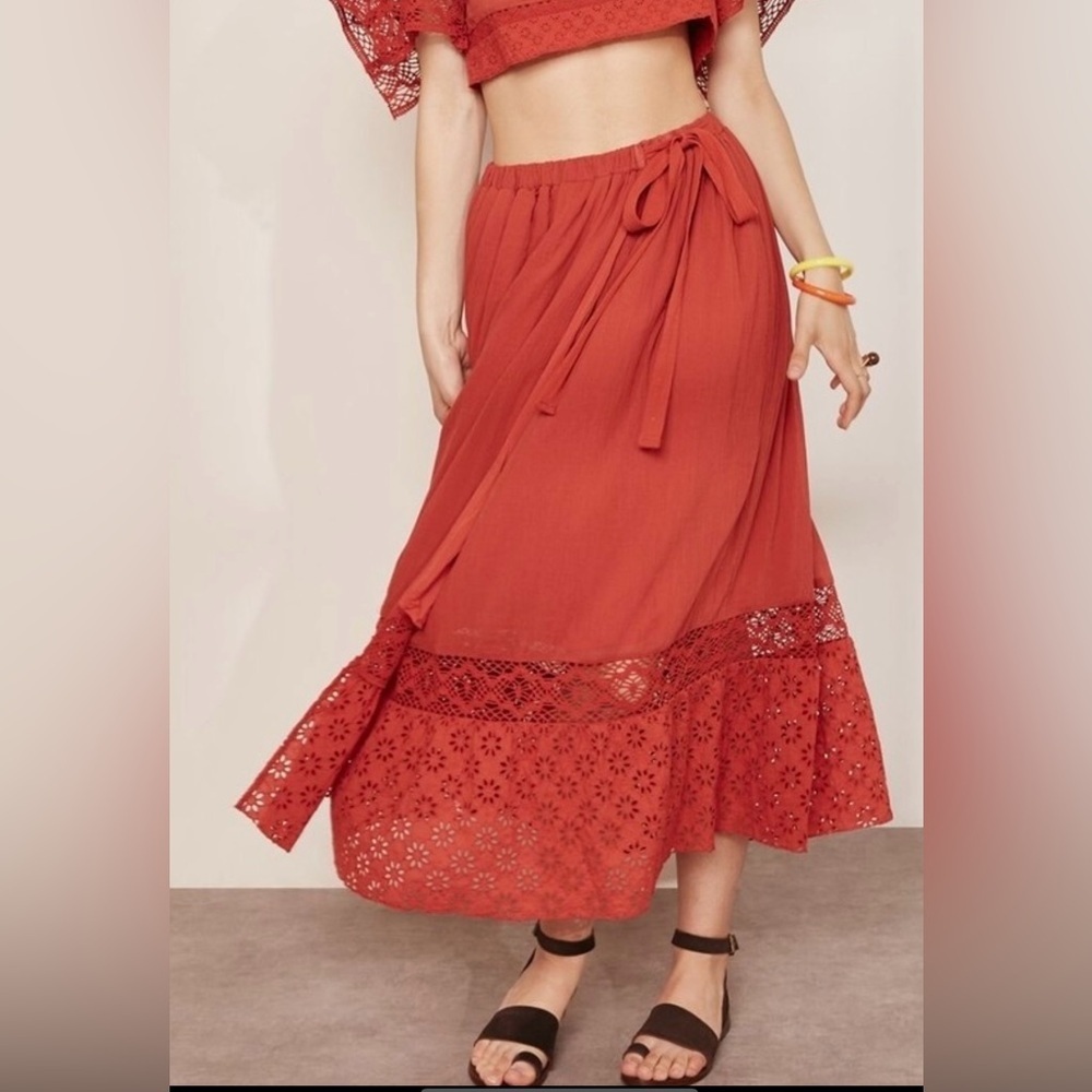 New! Free People Darling Eyelet Lace Slit Skirt Only in Burn Notice ❤️ XS - Picture 4 of 15